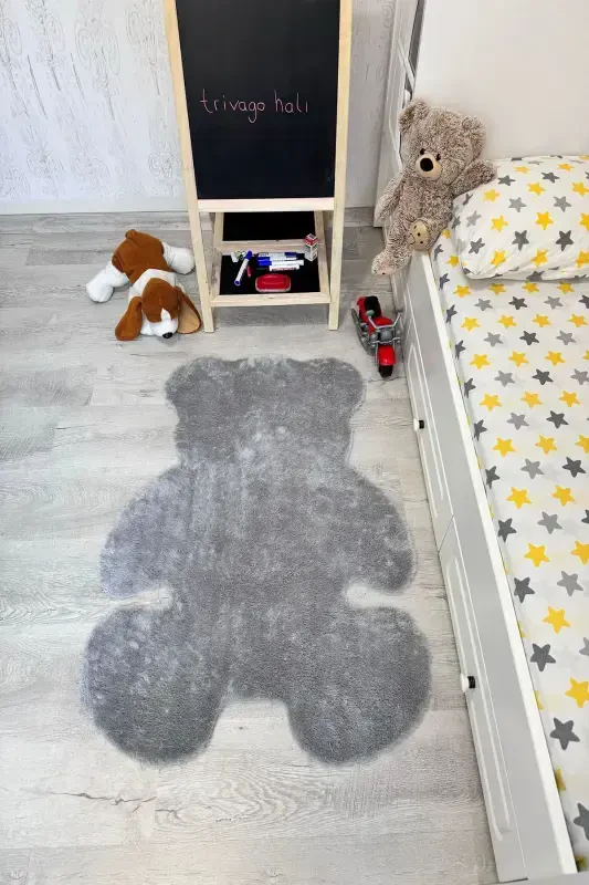 Pufi Soft Plush Bear Rug Carpet Nursery Baby Room Living Room Carpet-Gray - 1