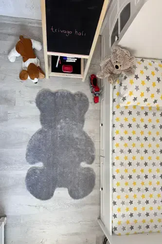 Pufi Yumshoq Peluş Ayiqcha Gilam Post Bolalar Xonasi Chaqaloqlar Xonasi Mehmonxonasi Gilami-Kulrang - 3