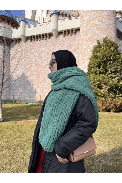 Puffy Yumuşacık Büyük Boy Atkı Yeşil - Modazone