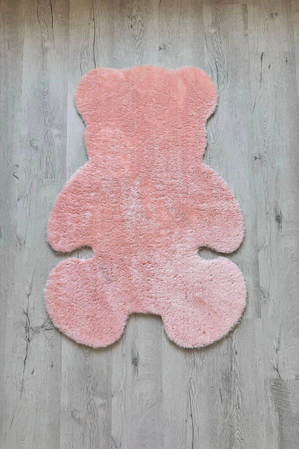 Pufi Yumuşak Peluş Ayıcık Halı Post Çocuk Odası Bebek Odası Oturma Odası Halısı - Pembe - 3