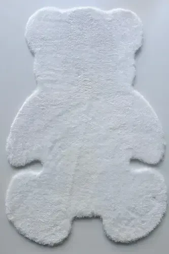 Pufi Yumuşak Peluş Ayıcık Halı Post Çocuk Odası Bebek Odası Oturma Odası Halısı-Beyaz - 4