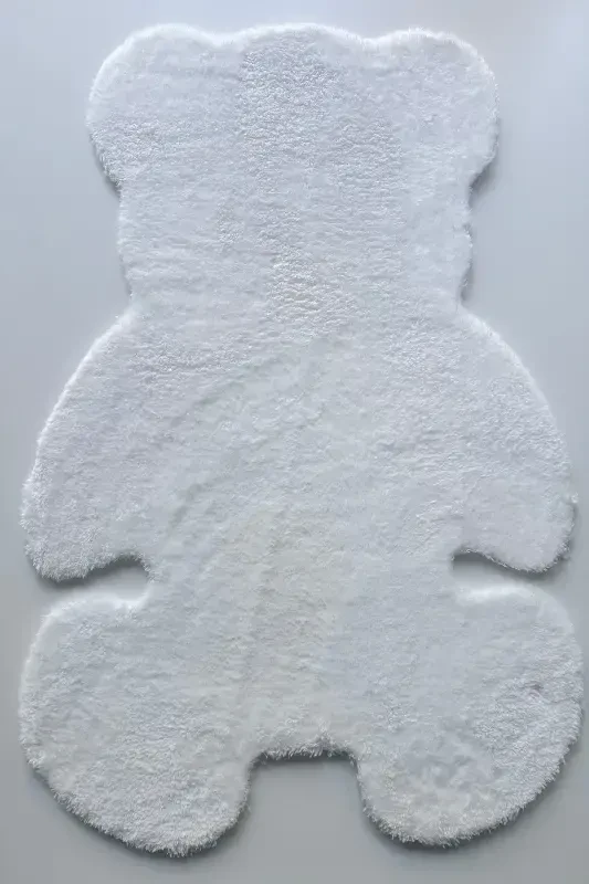 Pufi Yumuşak Peluş Ayıcık Halı Post Çocuk Odası Bebek Odası Oturma Odası Halısı-Beyaz - 4