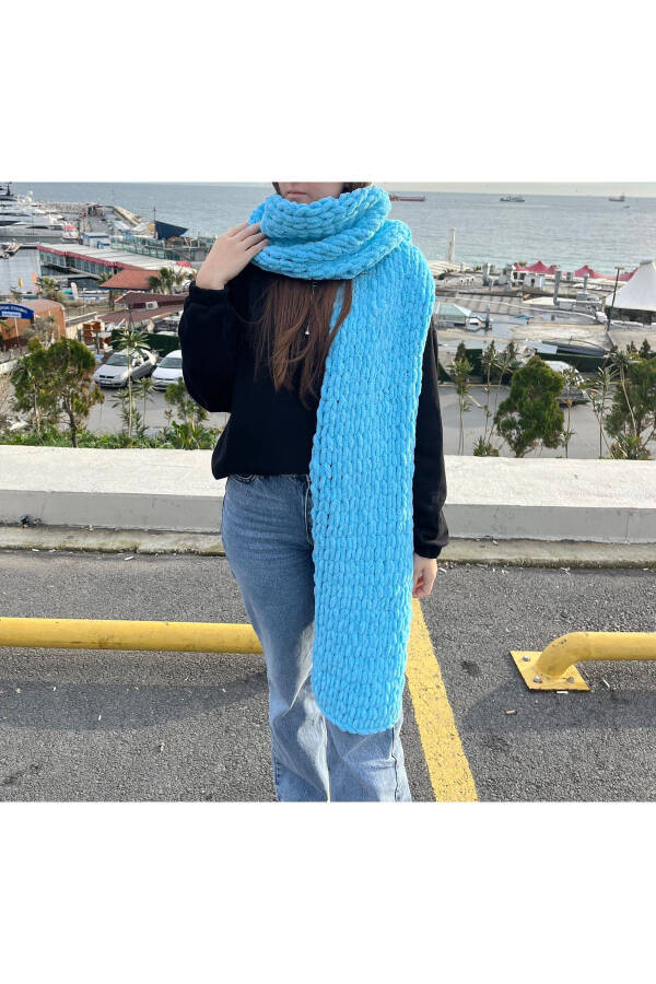 Puffy yumoş atkı - Mavi - 1
