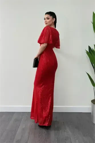 Pul Payet Mato V Bo'yin Kechki Libos - QIZIL - 5