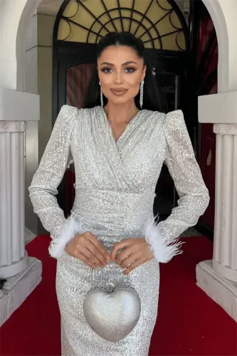 Pul Payet Matodan Ostrich Tafsilotli Kechki Libos - OQ - 3