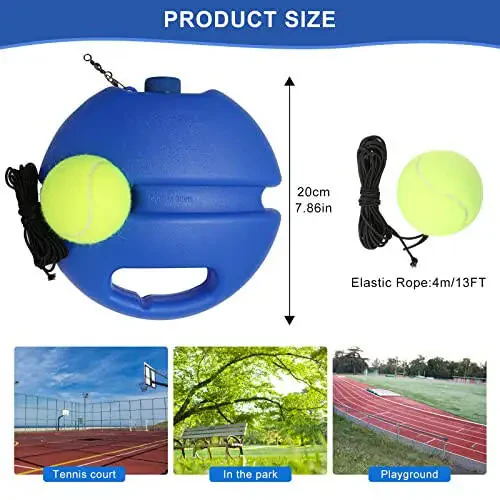 PULEEBO Tennis Trainer Rebound Ball for Self Practice, 3 Balls with String, Anti-Tangle Hook, Vibration Dampeners, Overgrip, Color Box - 4