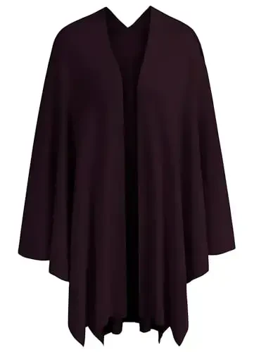 PULI Ayollar katta o'lchamdagi old tomoni kesishgan pancho sviter o'rami, trikotajdan ishlangan elegant shol ro'mol, kuz va qish uchun yopinchiq - 5