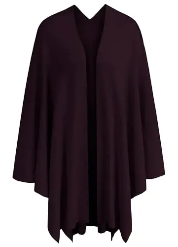 PULI Ayollar katta o'lchamdagi old tomoni kesishgan pancho sviter o'rami, trikotajdan ishlangan elegant shol ro'mol, kuz va qish uchun yopinchiq - 4