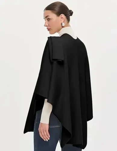 PULI Ayollar katta o'lchamdagi old tomoni kesishgan pancho sviteri kuz-qish uchun to'qilgan nafis ro'mol-yopinchiq - 4