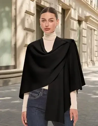 PULI Ayollar Katta Old Krest Poncho Sviter O'rash Topper Trikotaj Elegant Ro'mol Cape Kuzgi Qish uchun - 3