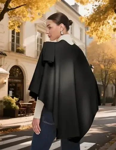 PULI Ayollar Katta Old Krest Poncho Sviter O'rash Topper Trikotaj Elegant Ro'mol Cape Kuzgi Qish uchun - 4