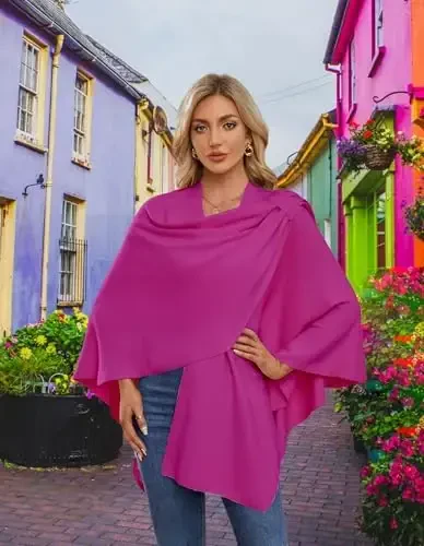 PULI Ayollar Katta Old X Poncho Sviter O'rash Topper Trikotajli Elegant Ro'mollar Kuz Qish uchun yelka yopg'ichi - 2