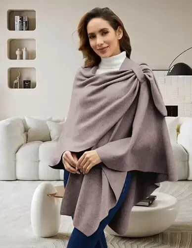 PULI Ayollar Katta Old Xoch Poncho Sviter O'rash Topper Trikotaj Elegant Shawl Cape Kuzgi Qish uchun - 3