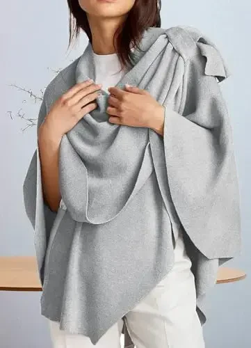 PULI Ayollar Katta O'zaro Old Poncho Sviter O'rash To'plami Trikotaj Elegant Ro'mol Kepka Kuz Qish uchun - 5