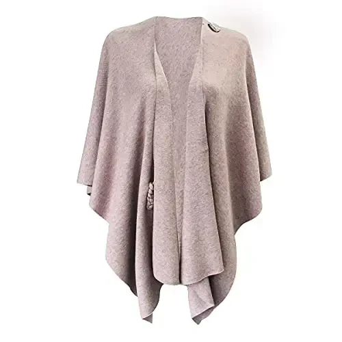 PULI Ayollar Katta Xoch Old Poncho Sviter O'rash Topper Trikotaj Elegant Ro'mollar Kuz Qish uchun yopinchiq - PULI (1)