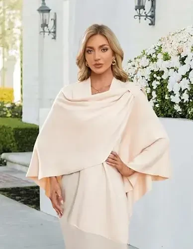 PULI ayollarining katta old tomoni kesilgan poncho sviteri kuz-qish uchun trikotajli oqlangan ro'mol shol kapalak - 2