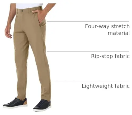 PULI Golf Pantolon Erkek Streç Slim Fit Elbise Günlük İş Yürüyüş Konik Su Geçirmez Cepli Pantolon 