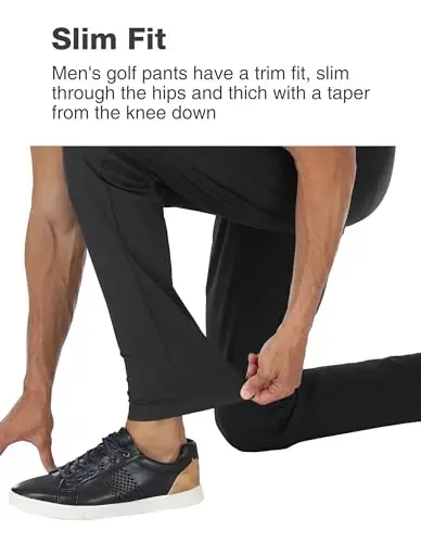 PULI Golf Pants Men Stretch Classic Fit Dress Casual Work Hiking Tapered Waterproof Pants with Pockets - 6
