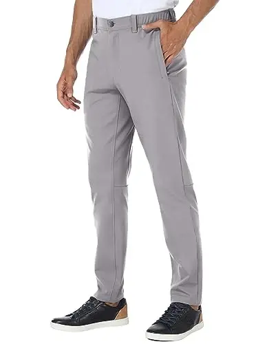 PULI Golf Pants Men Stretch Classic Fit Dress Casual Work Hiking Tapered Waterproof Pants with Pockets - MODAZONE