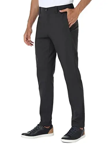 PULI Golf Pants Men Stretch Classic Fit Dress Casual Work Hiking Tapered Waterproof Pants with Pockets 