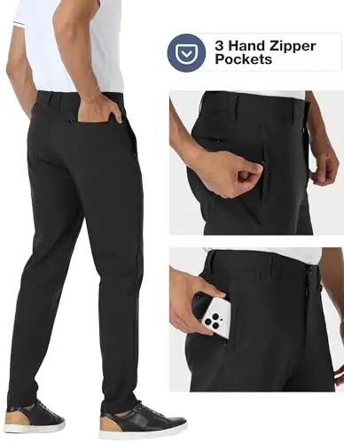 PULI Golf Pants Men Stretch Classic Fit Dress Casual Work Hiking Tapered Waterproof Pants with Pockets - PULI (1)