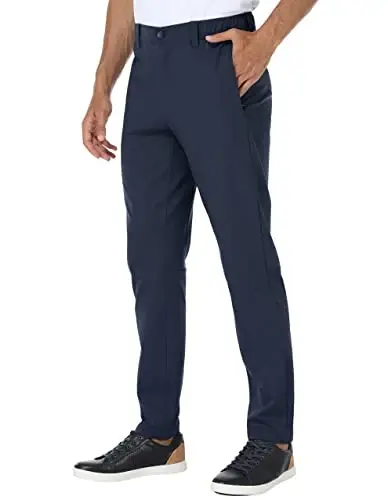 PULI Golf Pants Men Stretch Classic Fit Dress Casual Work Hiking Tapered Waterproof Pants with Pockets 