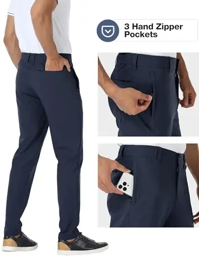 PULI Golf Pants Men Stretch Classic Fit Dress Casual Work Hiking Tapered Waterproof Pants with Pockets - PULI (1)