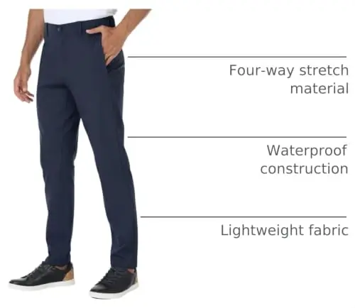 PULI Golf Pants Men Stretch Classic Fit Dress Casual Work Hiking Tapered Waterproof Pants with Pockets - 4