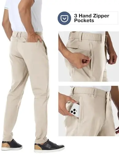 PULI Golf Shimlar Erkaklar Strech Slim Fit Kiyim Kundalik Ish Sayr Tapered Suv o'tkazmaydigan Shimlar cho'ntaklar bilan - 3