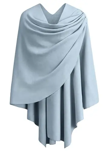 PULI Womens Large Cross Front Poncho Sweater Wrap Topper Knitted Elegant Shawls Cape for Fall Winter 