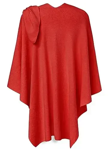 PULI Womens Large Cross Front Poncho Sweater Wrap Topper Knitted Elegant Shawls Cape for Fall Winter - 6