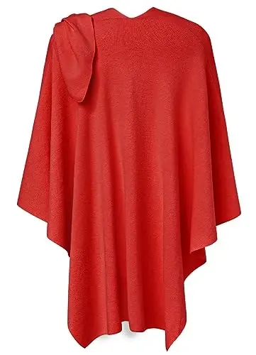 PULI Womens Large Cross Front Poncho Sweater Wrap Topper Knitted Elegant Shawls Cape for Fall Winter - 6