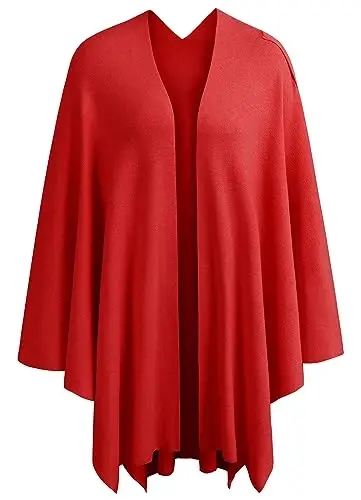 PULI Womens Large Cross Front Poncho Sweater Wrap Topper Knitted Elegant Shawls Cape for Fall Winter - 3