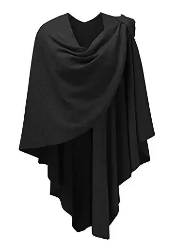 PULI Womens Large Cross Front Poncho Sweater Wrap Topper Knitted Elegant Shawls Cape for Fall Winter 