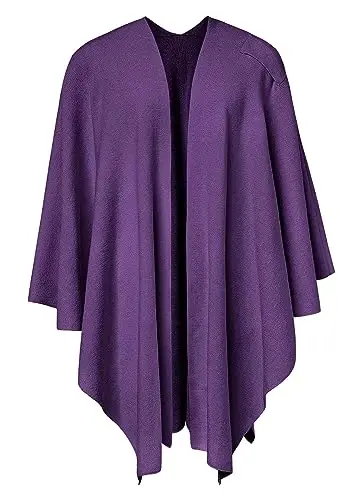 PULI Womens Large Cross Front Poncho Sweater Wrap Topper Knitted Elegant Shawls Cape for Fall Winter - 2