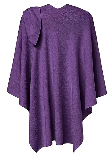 PULI Womens Large Cross Front Poncho Sweater Wrap Topper Knitted Elegant Shawls Cape for Fall Winter - 6