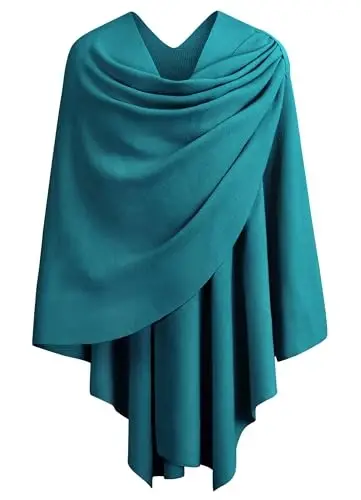 PULI Womens Large Cross Front Poncho Sweater Wrap Topper Knitted Elegant Shawls Cape for Fall Winter - 1