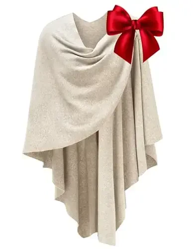 PULI Womens Large Cross Front Poncho Sweater Wrap Topper Knitted Elegant Shawls Cape for Fall Winter - PULI