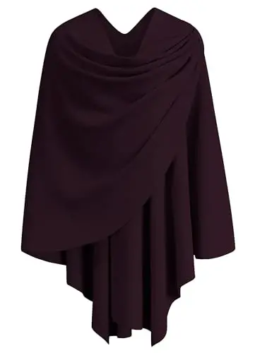 PULI Womens Large Cross Front Poncho Sweater Wrap Topper Knitted Elegant Shawls Cape for Fall Winter - 1