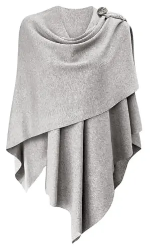 PULI Womens Large Cross Front Poncho Sweater Wrap Topper Knitted Elegant Shawls Cape for Fall Winter 