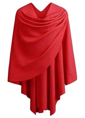 PULI Womens Large Cross Front Poncho Sweater Wrap Topper Knitted Elegant Shawls Cape for Fall Winter 