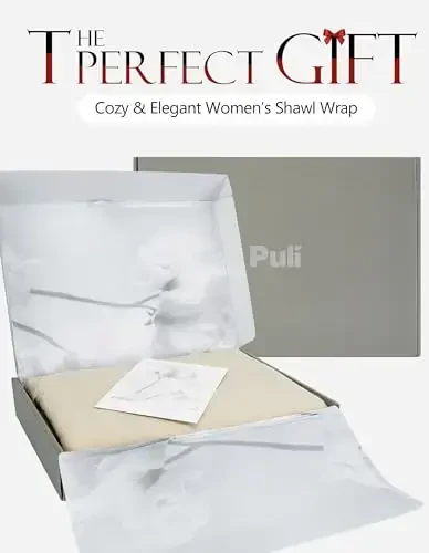 PULI Kadın Büyük Çapraz Ön Panço Kazak Şal Sarma Üst Triko Zarif Şallar Pelerin Sonbahar Kış için - PULI (1)