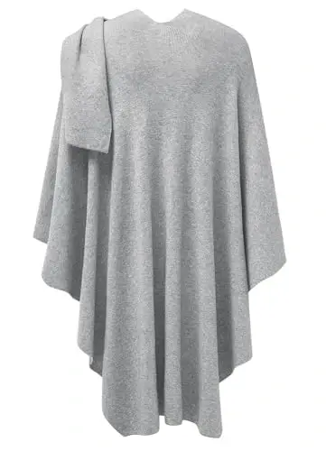 PULI Womens Large Cross Front Poncho Sweater Wrap Topper Knitted Elegant Shawls Cape for Fall Winter - 6