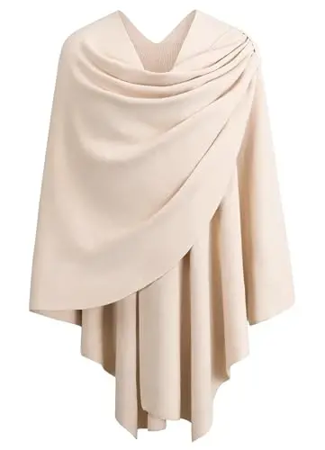 PULI Womens Large Cross Front Poncho Sweater Wrap Topper Knitted Elegant Shawls Cape for Fall Winter - PULI