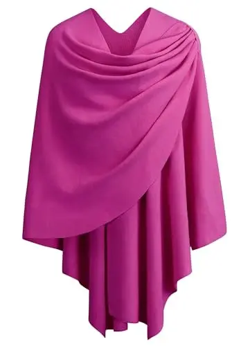 PULI Womens Large Cross Front Poncho Sweater Wrap Topper Knitted Elegant Shawls Cape for Fall Winter - 1