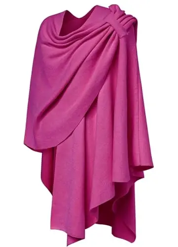 PULI Womens Large Cross Front Poncho Sweater Wrap Topper Knitted Elegant Shawls Cape for Fall Winter - 3