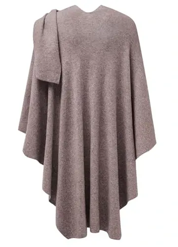 PULI Womens Large Cross Front Poncho Sweater Wrap Topper Knitted Elegant Shawls Cape for Fall Winter - 6