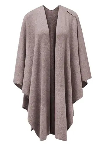 PULI Womens Large Cross Front Poncho Sweater Wrap Topper Knitted Elegant Shawls Cape for Fall Winter - PULI (1)