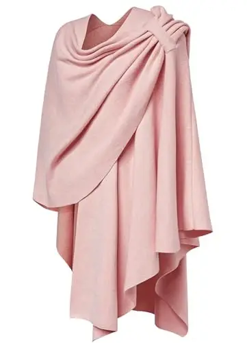 PULI Womens Large Cross Front Poncho Sweater Wrap Topper Knitted Elegant Shawls Cape for Fall Winter - 6