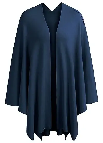 PULI Womens Large Cross Front Poncho Sweater Wrap Topper Knitted Elegant Shawls Cape for Fall Winter - 3